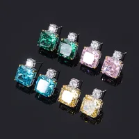 925 Sterling Silver Princess Square Cut Cubic Zirconia Stud Earrings for Women Girls Sparkling Pure Brilliance Diamond CZ Studs