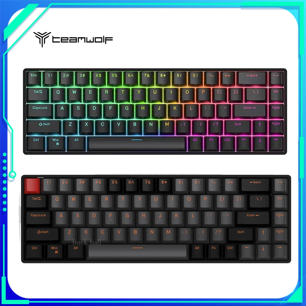Teamwolf Raven68 Проводной магнитный переключатель Механическая клавиатура RGB