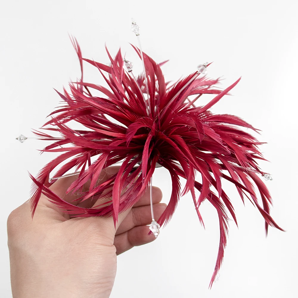 

Bridal Feather Corsage Handmade Hairclip Fabric Flower Brooch Pin for Women Dress Lapel Collar Pin Wedding Clothing Accessories