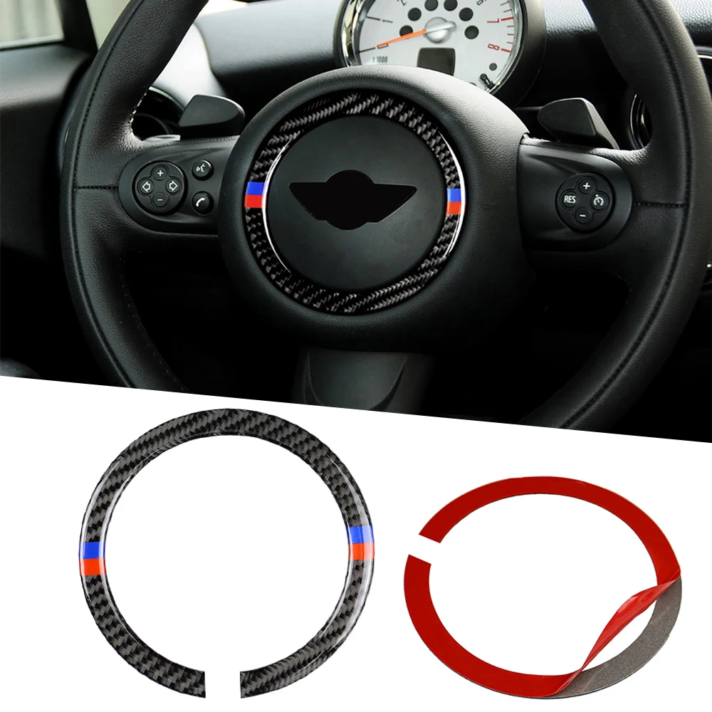 

Carbon Fiber Car Steering Wheel Stickers Decals Trim Cover Auto Interior Accessories For MINI R55 R56 COUNTRYMAN R60 PACEMAN R61