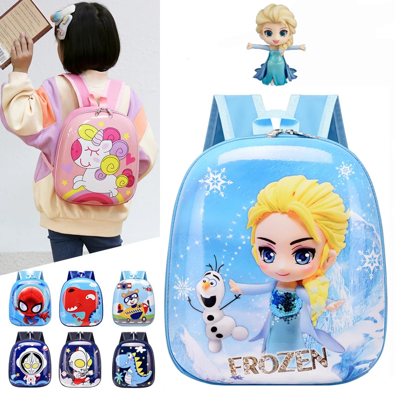 

Disney Frozen Elsa Backpacks Kawaii Cartoon Spiderman Ultranman Breathable Bags Unicorn Children Waterproof Hard Case Schoolbag