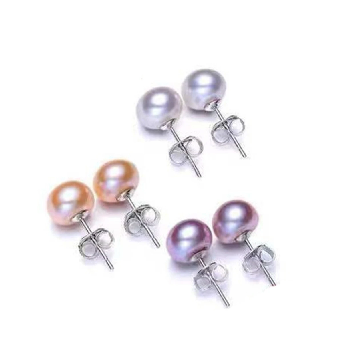 

Freshwater Pearl Earrings Stud For Women Girl 925 Sterling Silver Needle Real Fresh Water Cultured Pearls Ear Studs Color Size