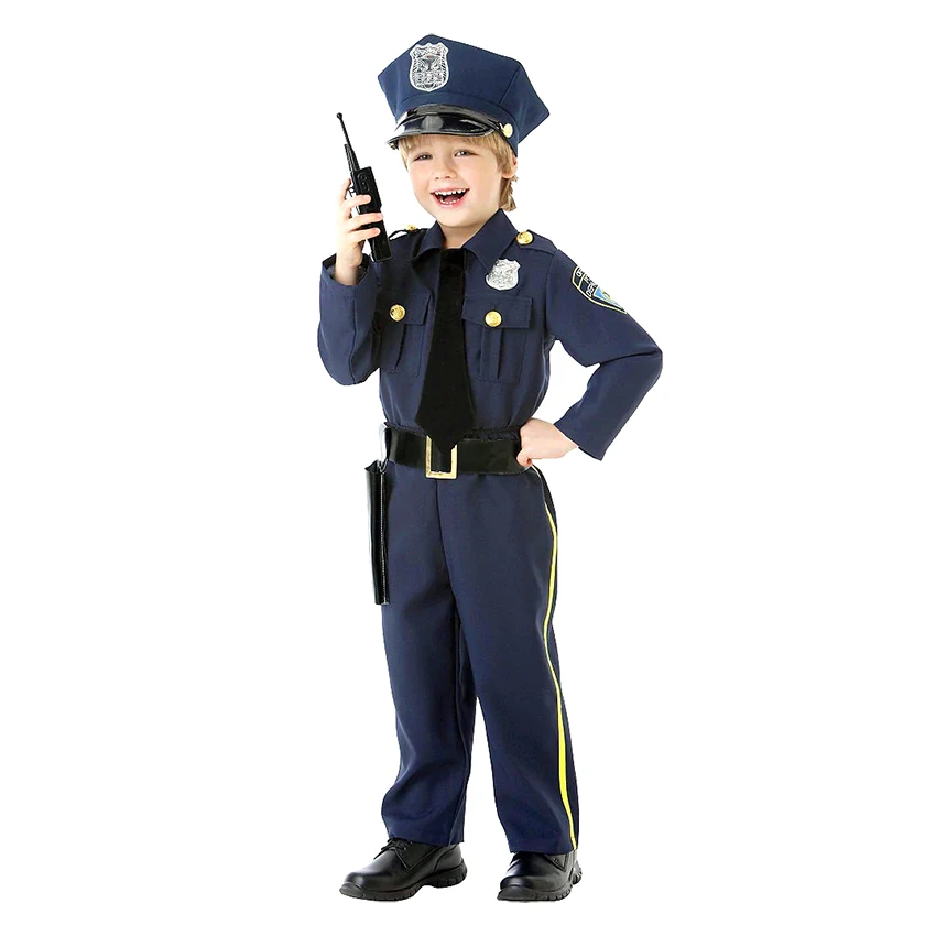 

Полицейская униформа, детские костюмы, полицейский Нью-Йорк, косплей, костюм на Хэллоуин для детей, реквизит, Детский костюм на день