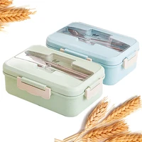 lunch box food container bento box heated lunchbox kids lunchbox snack straw wheat korean sealed student plastic box for food