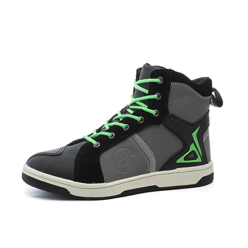 

Мужские мотоциклетные ботинки, повседневная обувь из ультратонкой волокнистой кожи, мотоциклетные ботинки для верховой езды по пересеченной местности, уличная гоночная обувь, 2023