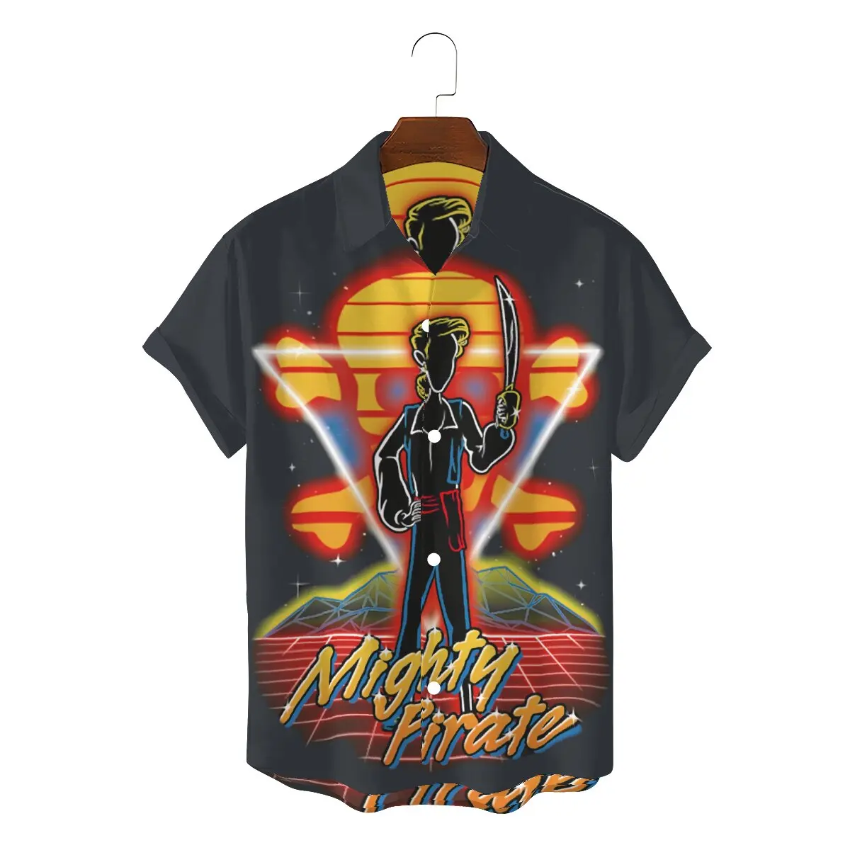 

Monkey Island Game LeChuck Elaine Guybrush Creative Hawaii Shirt for Men Retro Mighty Pirate Square Collar 3D Shirt Hip Hop