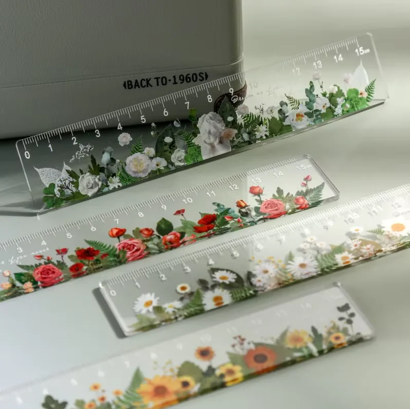 

Пластиковые линейки Ins Flowers 15 см