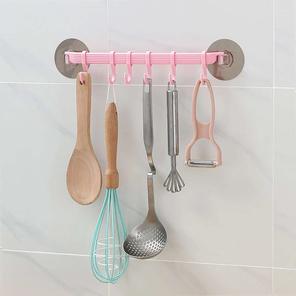 

Adjustable Towel Rack Bathroom Shelf Hooks Hanger Kitchen Storage Racks Wall Hooks Organizer Suction Cup Clothes Holder Bath Acc
