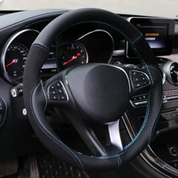 car hand sewing steering wheel cover microfiber leather cover handlebar set