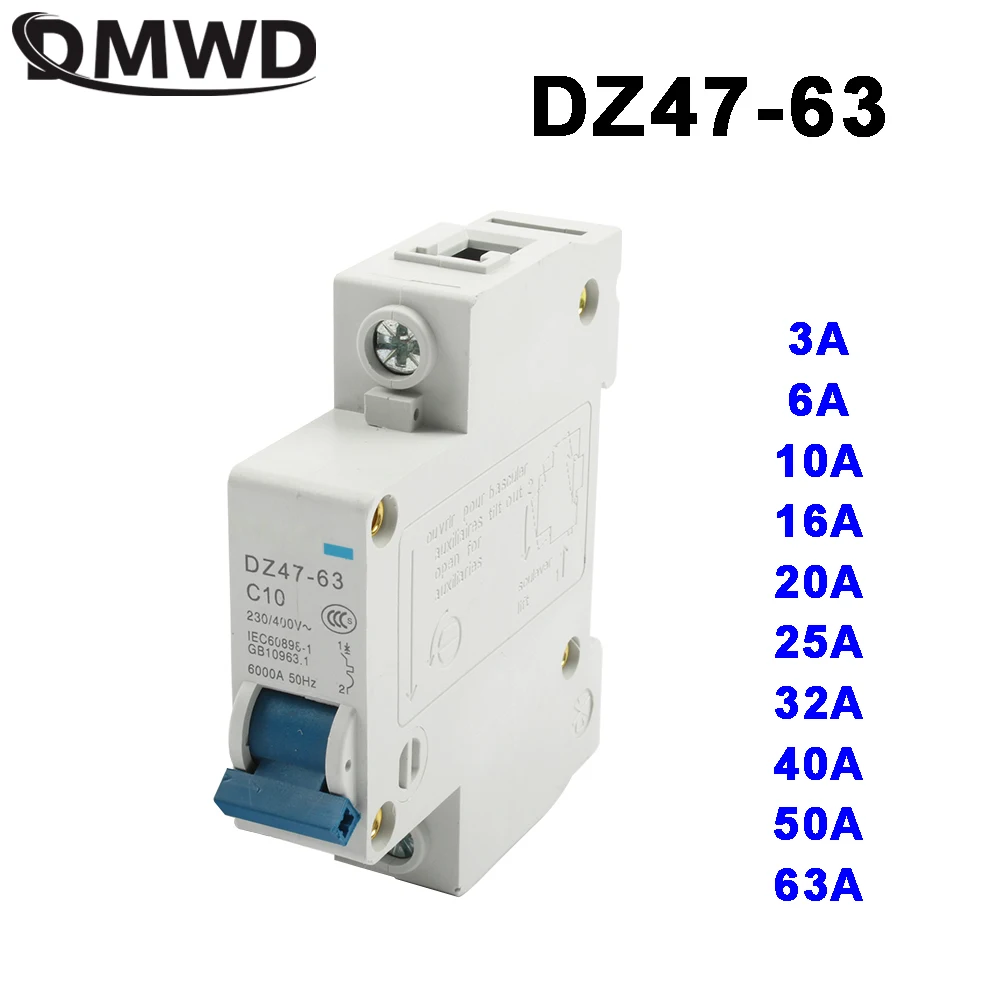 

DMWD DZ47-63 3A 6A 10A 16A 20A 25A 32A 40A 63A 1P Мини-выключатель переменного тока 230 В или 400 В MCB Выключатель Выключатель Выключатель Чоппер