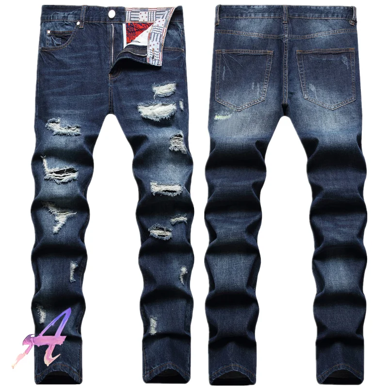 

Ripped Jeans Korean Style Dark Casual Oversized Slim Long Men's Denim Pants