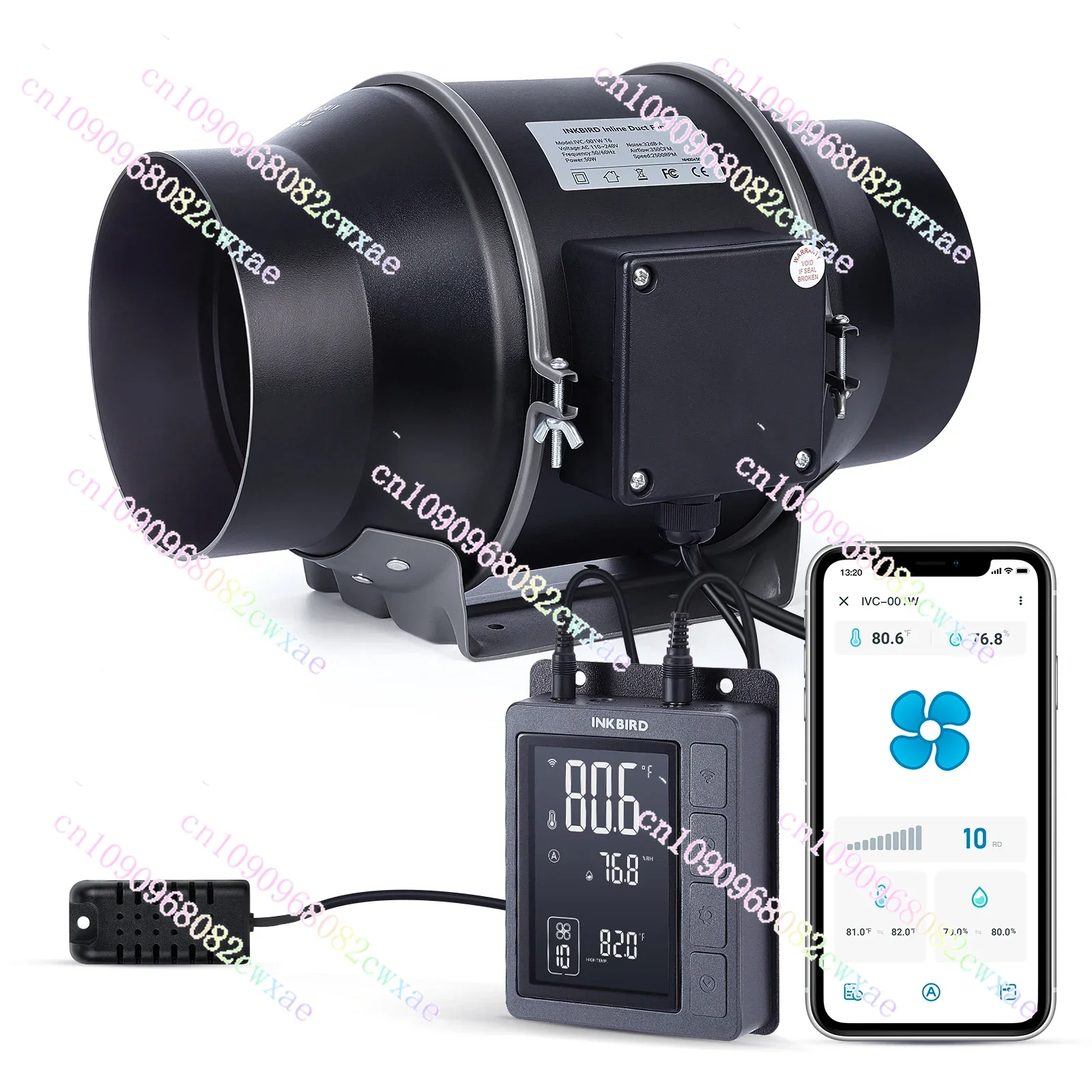 INKBIRD IVC-001W 6-дюймовый линейный канальный вентилятор с интеллектуальным