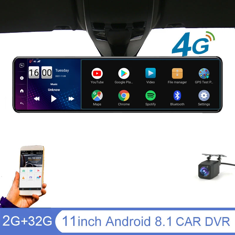 

4G Car DVR Android 8.1 RAM 2GB ROM 32GB WiFi BT GPS Navigation Dash Cam Rearview Mirror Recorder Car Camera Dashboard black box
