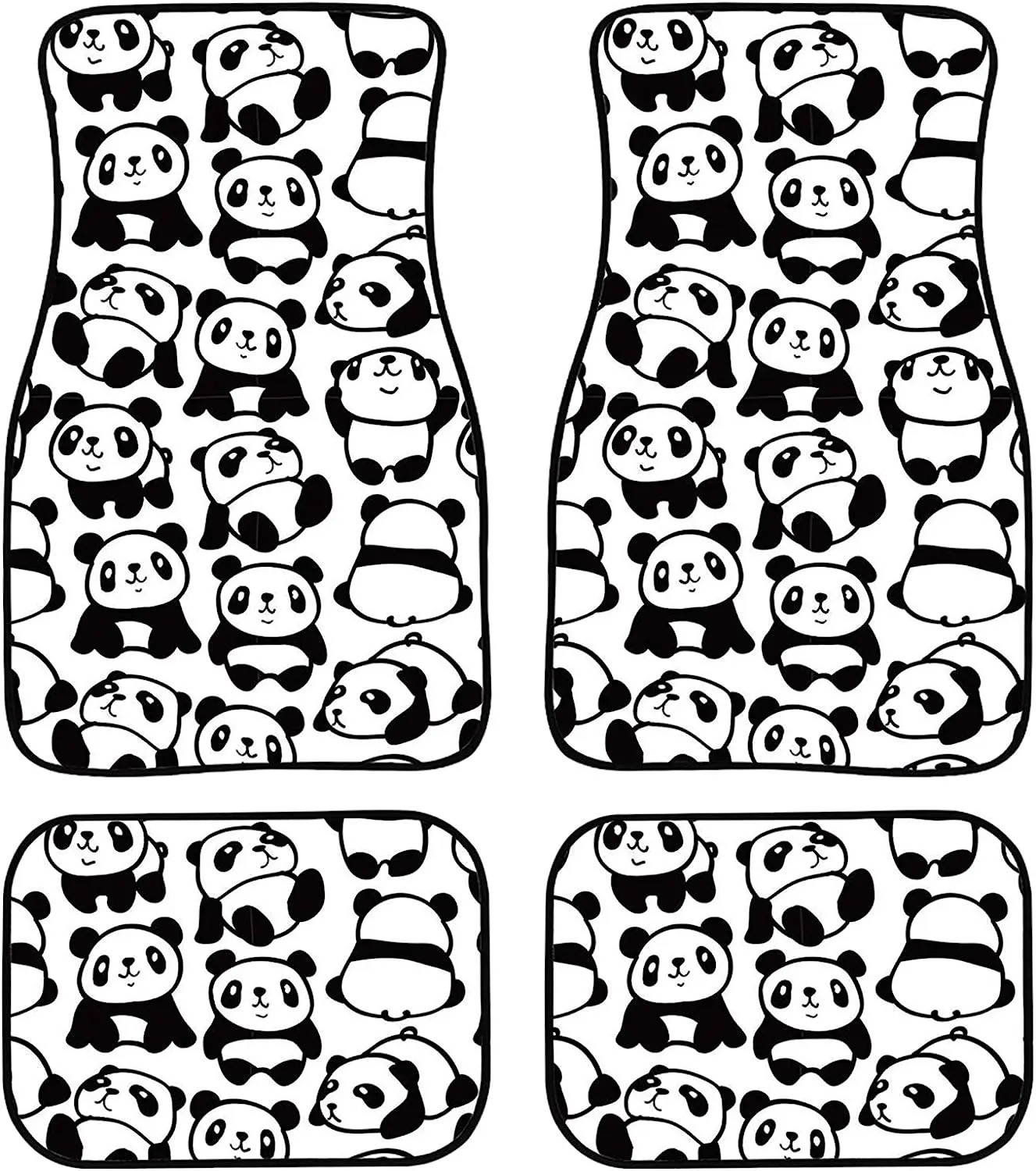 

Car Interior Accessories for Keep Interior Clean Cute Pandas Car Floor Mat Foot Pads Cars with Wear Resistant 4 Pcs