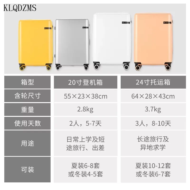 KLQDZMS High-value Macaron Trolley Case 20 Inch Mute Universal Wheel Cabin Luggage 24 Inch Good Storage Suitcase Female