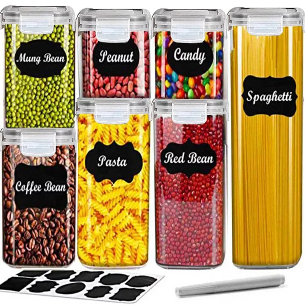 

Food Storage Containers, Pantry Organization and ,7 Pieces BPA Free Plastic Airtight Kitchen wi