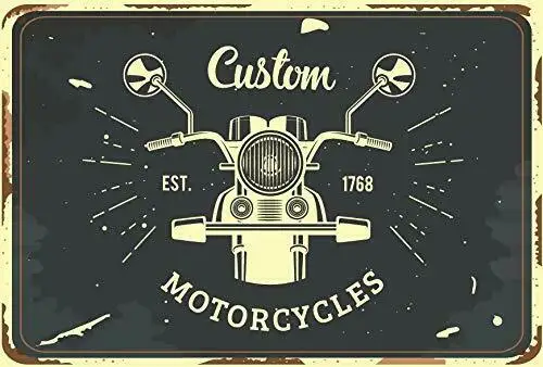 

Custom Motorcycles. Established 1768 Vintage Tin Sign Bar Home Caf