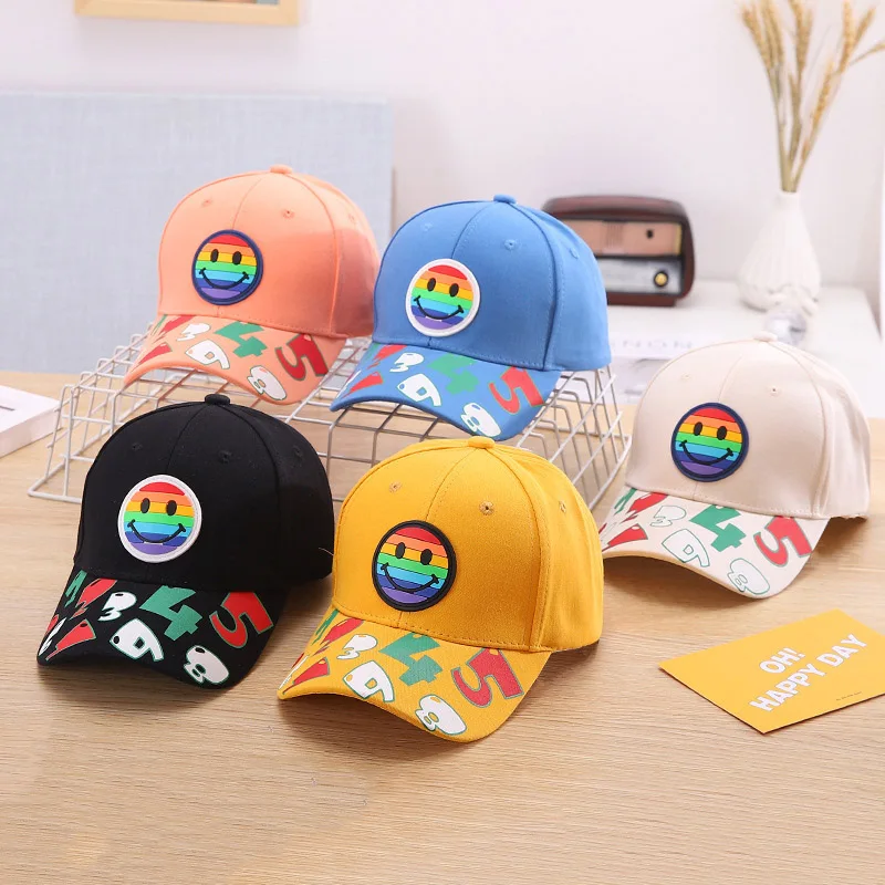 

Cute Smiling Face Icon Fashion Baseball Cap Cotton Cap Boys And Girls Cute Pattern Hat Spring Summer Fall Baseball Cap CP068