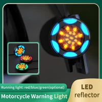 2pcs universal motorcycle rear reflector lights 12v led license plate tail light running lamp turn signal dual colors waterproof
