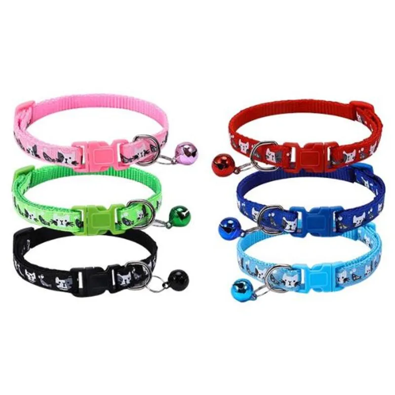 Fashion Pet Cat Collar Colorful Pattern Cute Bell Adjustable Collars For Cats Kitten DIY Pet Accessories