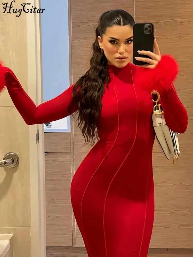 Платье-макси с длинным рукавом и перьями Y2K W