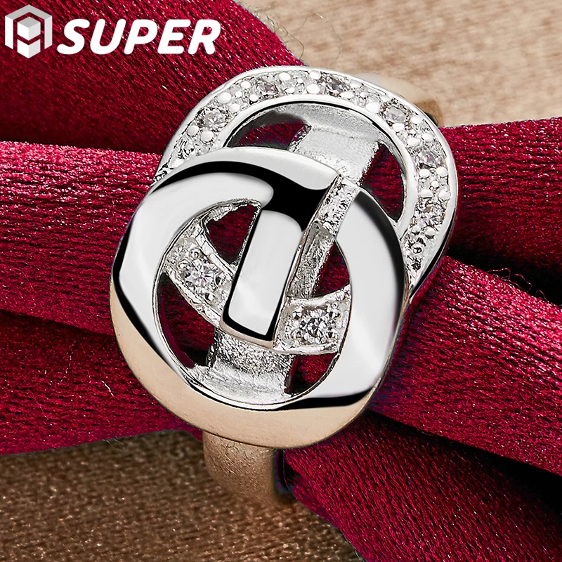 

925 Sterling Silver O Round AAA Zircon Ring For Woman Wedding Engagement Charm Party Jewelry