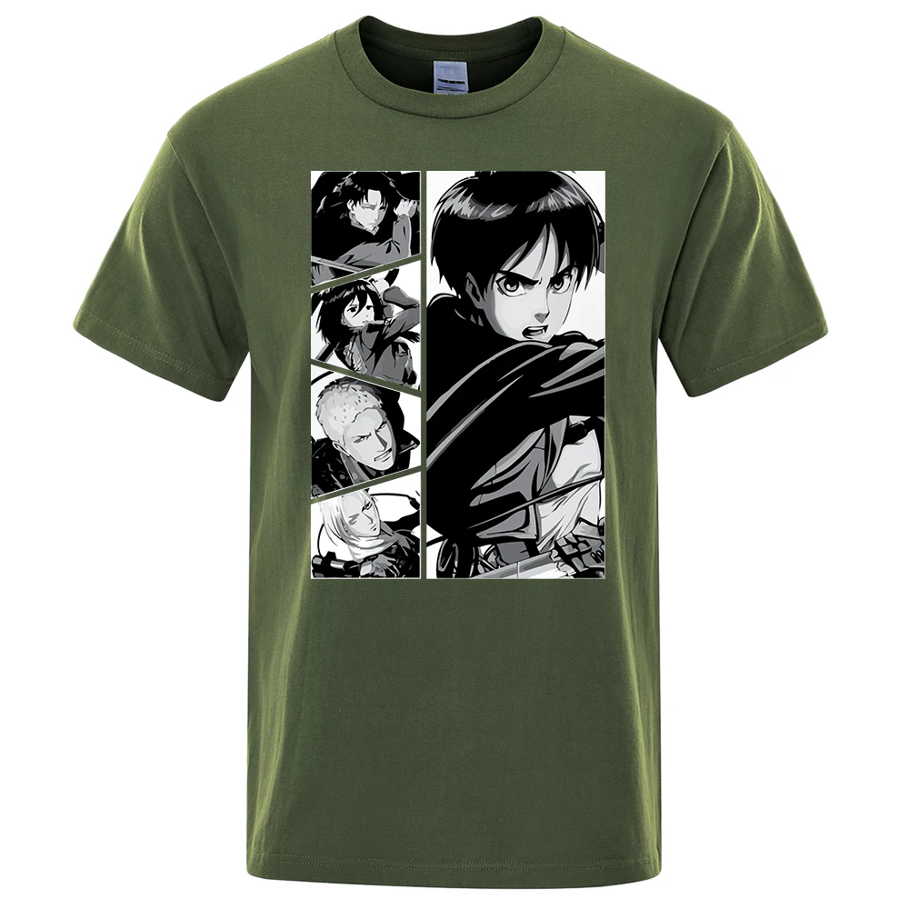 

Attack on Titan anime Character Print Male Tshirt Summer Loose T Shirt Breathable Loose Tee Clothes Fashion Casual New Tops