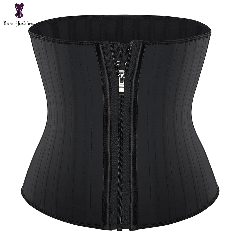 Plus Size XS To 6XL Latex Rubber Zip Sheath Gaine Sport Girdles 25 Steel Boned Waist Trainer Corset Women Body Shapewear