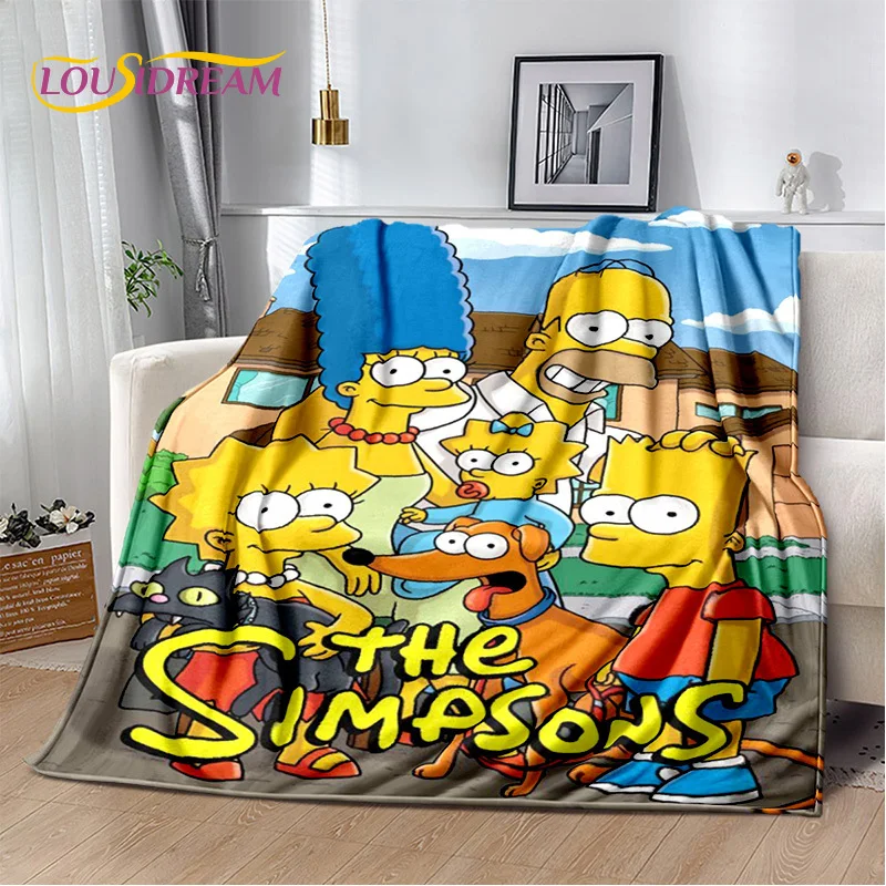 

Плюшевое одеяло S-Simpsons с 3D рисунком, фланелевое одеяло, детское одеяло для гостиной, спальни, кровати, дивана, пешего туризма, отдыха, обвязка