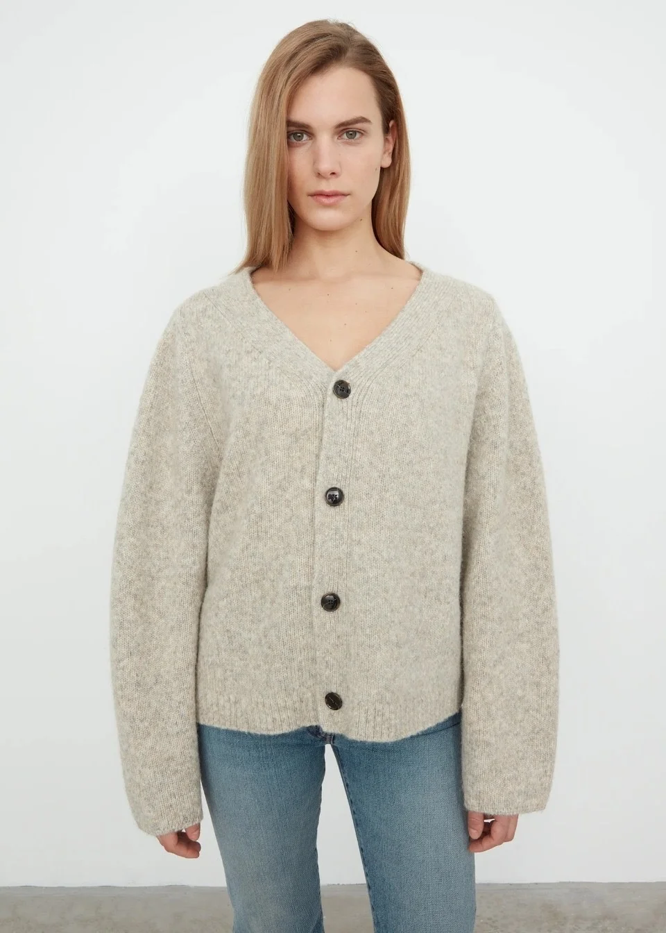 

2023 Totem Wool Sweater Jacket Autumn New Minimalist Style V-neck Loose Casual Long-sleeved Knitted Cardigan High Quality