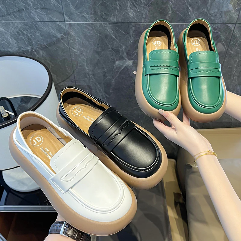 

Мокасины женские с закрытым носком, мягкие Повседневные кроссовки без шнуровки, лоферы на платформе, с мехом, без застежки