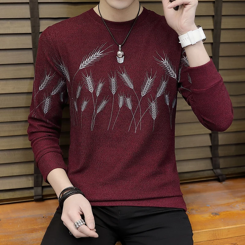 2023 Autumn and Winter New Men's Sweater Sweater Men's Spring and Autumn Thin Section Long Sleeve Trend Personality Base Knittin