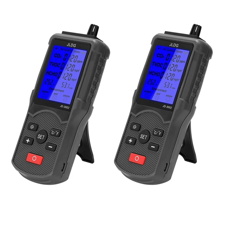 

Тестер качества воздуха Jldg 2X, измеритель Co2 Tvoc, измеритель температуры и влажности, прибор для измерения диоксида углерода с ЖК-экраном