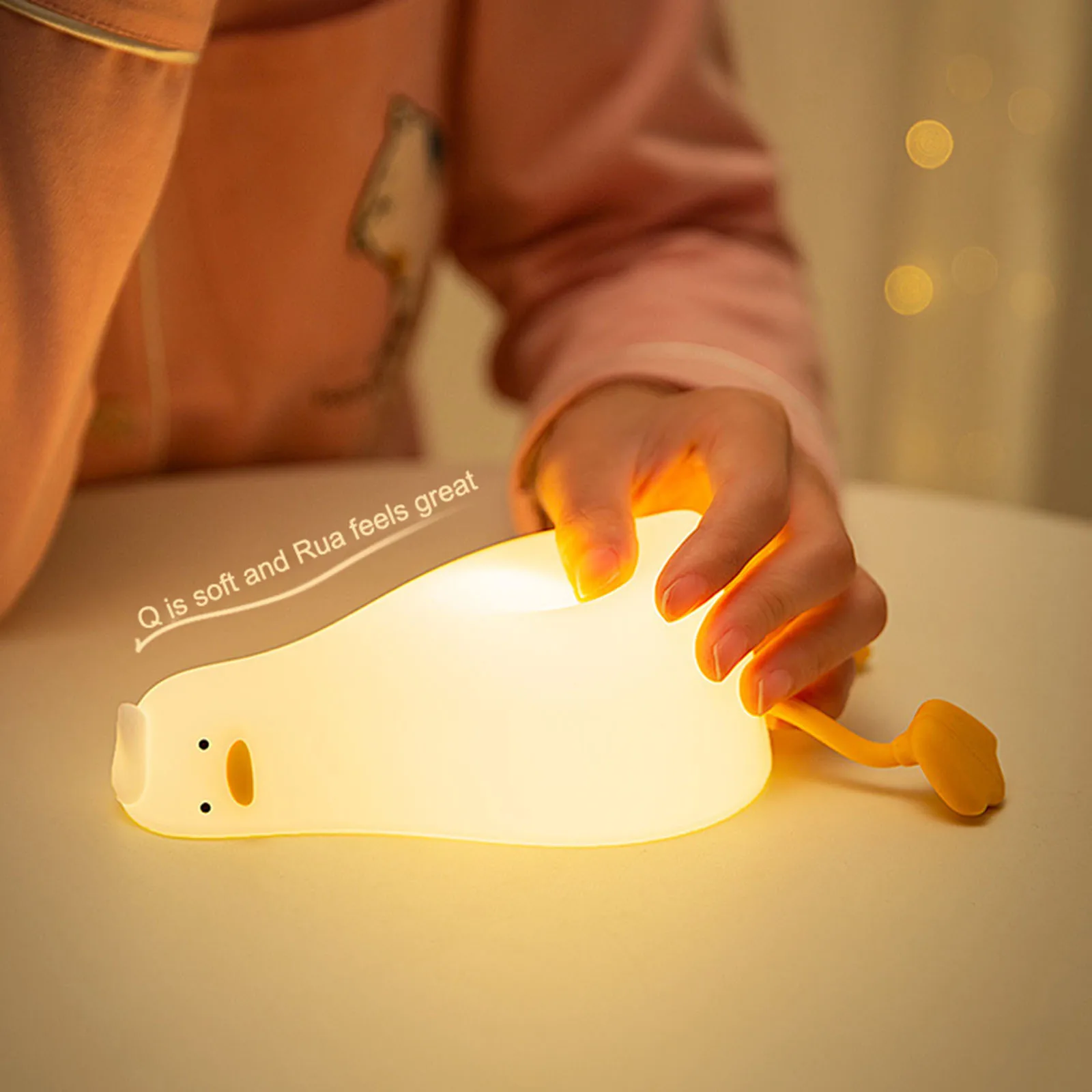 

Led Children Night Light For Kids Lying Duck Bedside Touch Lamp USB Rechargeable Bedroom Living Room Ornament Decor