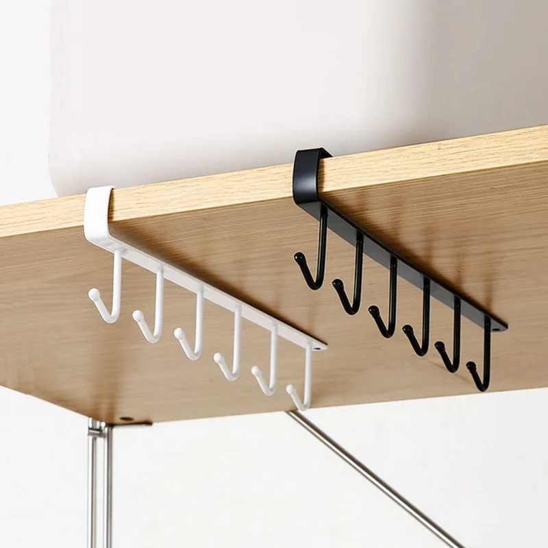 

Бесшовная кухонная полка для хранения, вертикальная полка, подвесной крючок, органайзер для шкафа, одежды, стеклянная полка для кружек, веша...