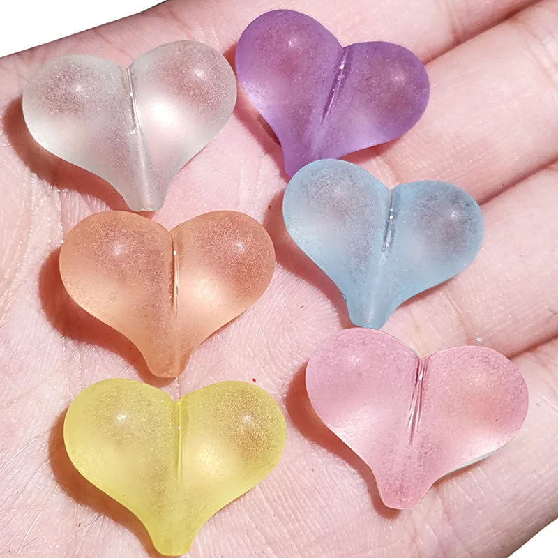 

Newest Rubber Spring Pastel Colors Acrylic Love Heart Beads Ornament Accessories Bubblegum Necklace Earring DIY 17*21mm 270pcs