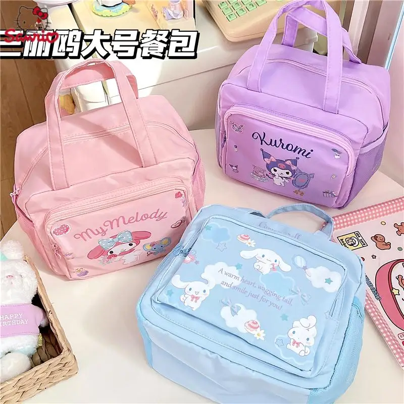 

Kawaii Sanrios Cinnamoroll Kuromi My Melody Cartoon Cute Girls Insulated Lunch Bag Student Bento Bag Travel Picnic Bag Kids Gift