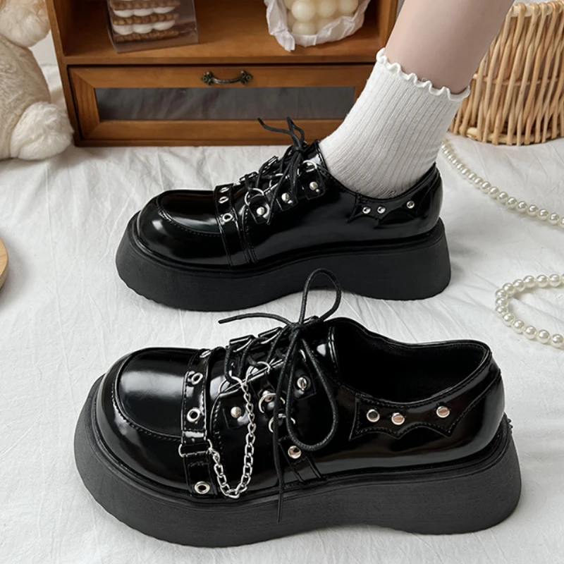 

Весна 2022, обувь на платформе, женская обувь для студентов, обувь в стиле "Лолита", туфли с круглым носком для девушек, обувь с надписью Love Mary Jane