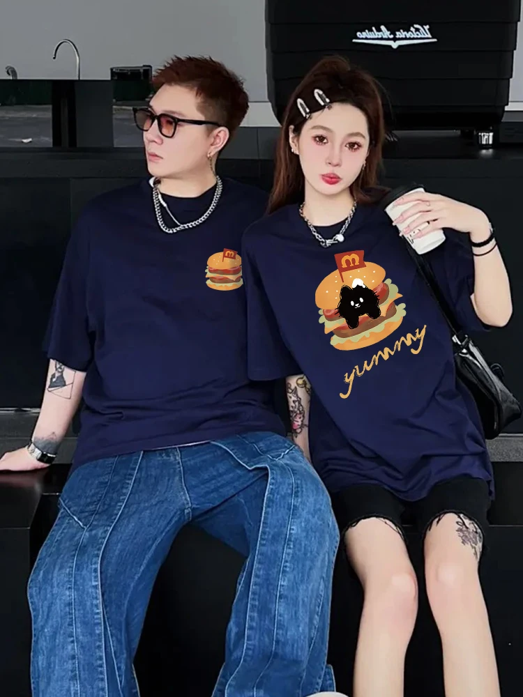 Летняя новая хлопковая футболка с коротким рукавом и принтом &quotКотёнок&quot