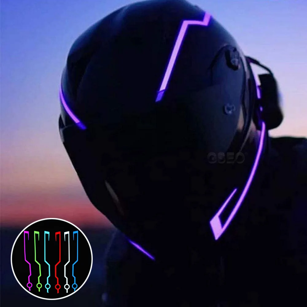 

A Pair Helmet Motorcycle Light Riding Signal EL Strip Flashing Durable Kit Bar DIY Helmet Led Strip Reflector Cold Light Film