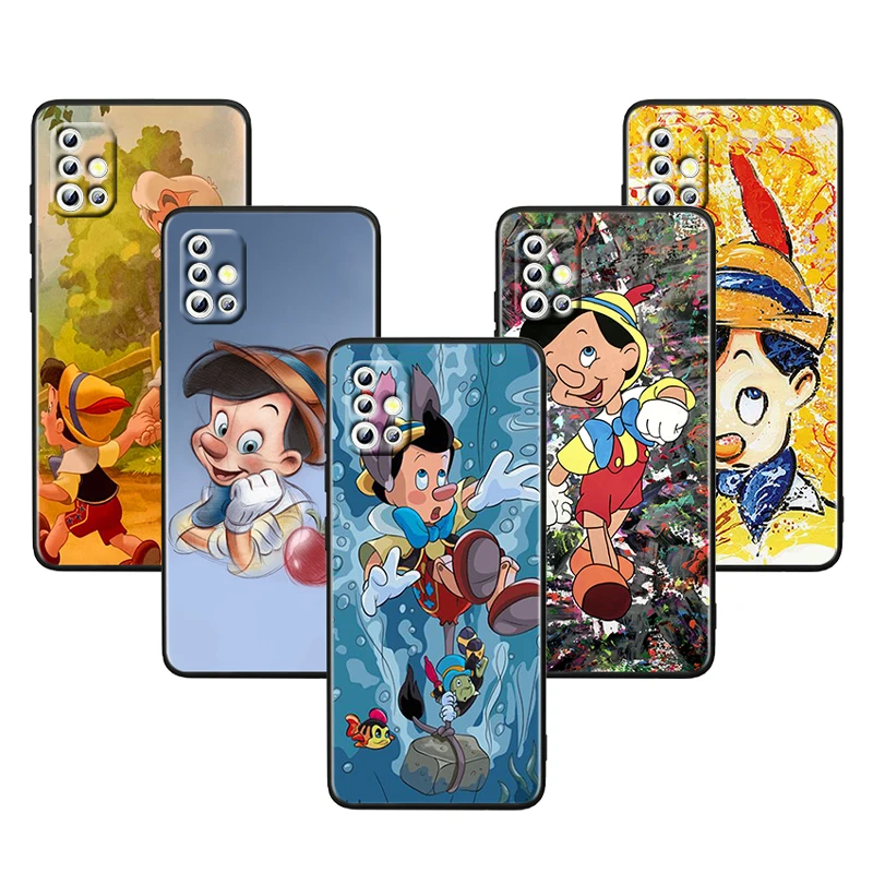 

Anime Pinocchio Cute Case For Samsung Galaxy A52S A72 A71 A52 A51 A12 A32 A21S 4G 5G Funda Soft TPU Black Phone Cover Coque Capa