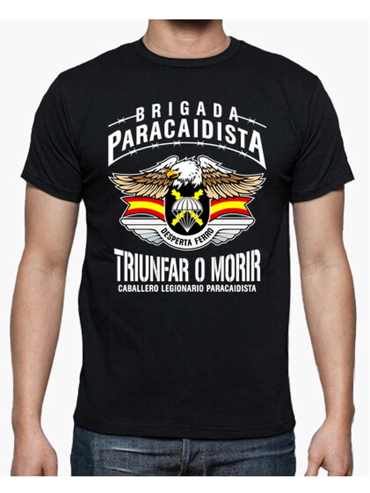 

Spanish Paratrooper Brigade Motto Eagle T-Shirt. Summer Cotton Short Sleeve O-Neck Mens T Shirt New S-3XL