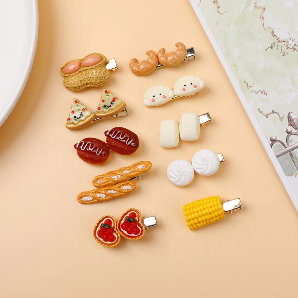 

Женские заколки для волос с имитацией еды, круассанами, пиццей, Корейская заколка-Пряжка, боковые зажимы с утконосом, шпильки для волос BB