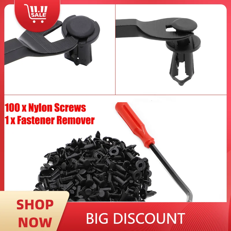 

100x зажимы с инструментом для снятия для Polaris UTV, пластиковые зажимы для крыльев/заклепки для тела Ranger RZR Boss Predator Rangers RZR Scrambler