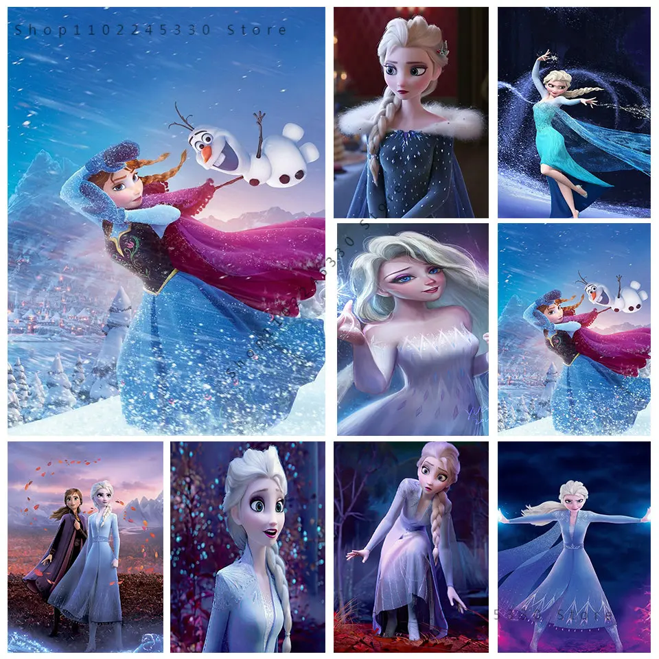 

Disney Canvas Paintings Posters and Cartoon Frozen Princess Elsa Anna Prints Wall Art Pictures Living Room Decor Home Decoration