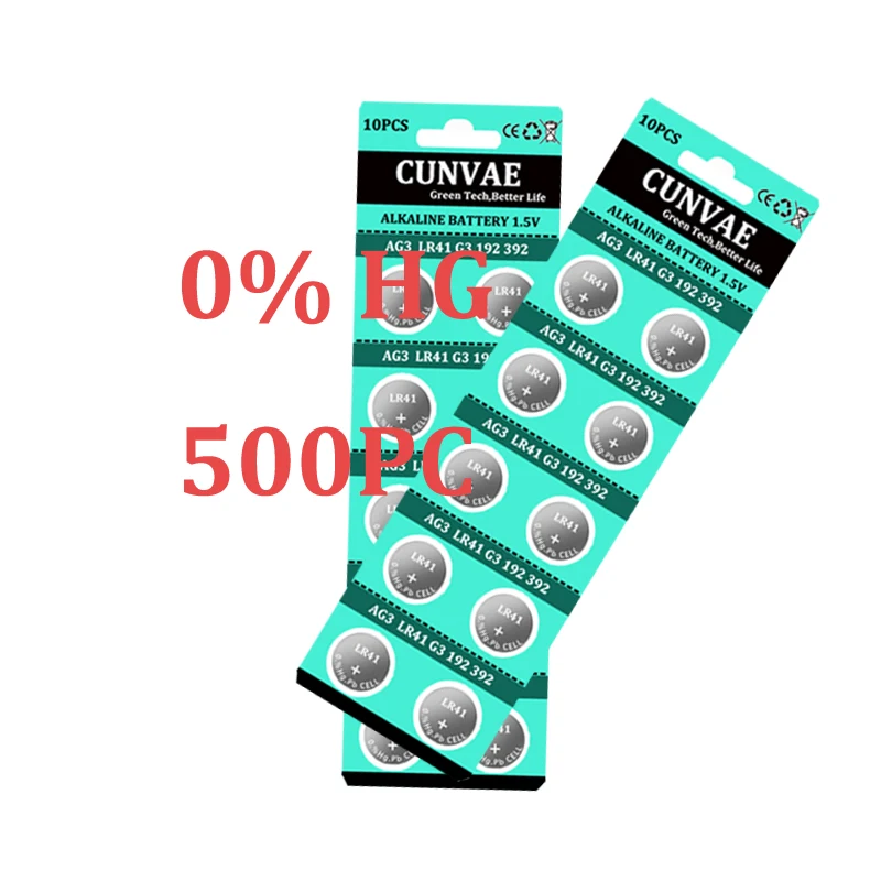 

500PCS LR41 392 384 192 AG3 SR41 1.5V Button Coin Cell Battery Watch Battery