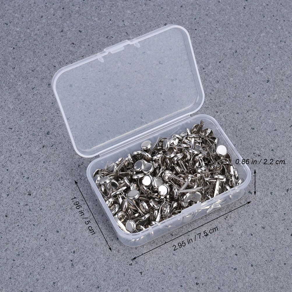 Фото 200pcs Electroplated Two-leg Nails Rust-proof Round Head Metal Fasteners for Crafts Scrapbooking Office Supplies №2
