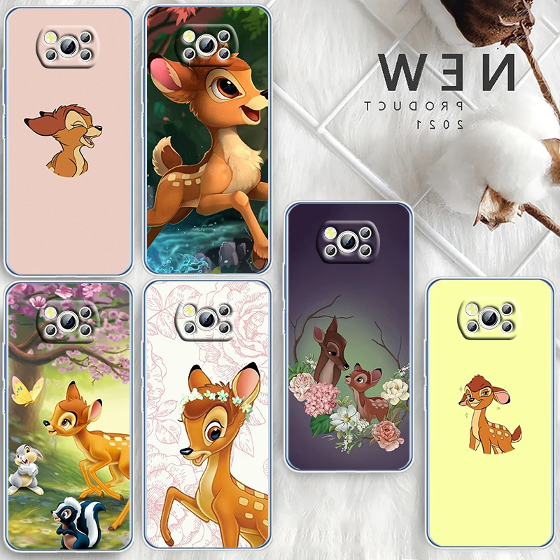 

Disney Bambi Cartoon Phone Case For Xiaomi Mi Poco X4 X3 NFC F4 F3 GT M5 M5s M4 M3 Pro C40 C3 5G Transparent TPU Cover