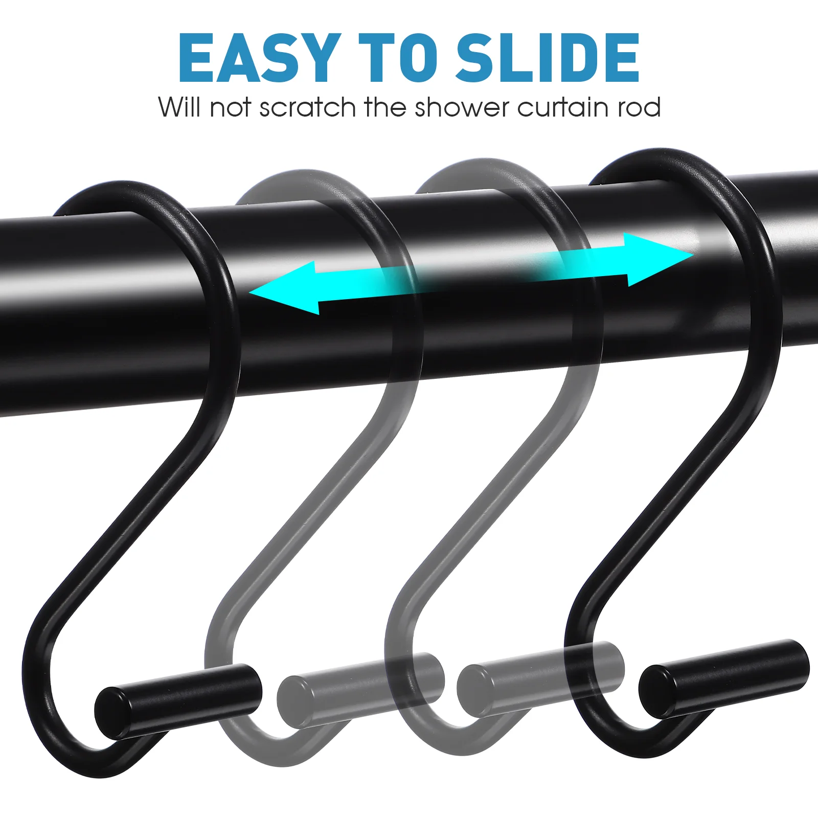 12 шт. крючки для занавесок душа черные вешалки держатели штор одежды