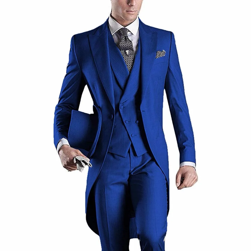 

Gentleman Men Slit Slim Fit Solid Groom Tuxedos Mens Blazer Suits Wedding Party Dinner (Jacket+Pants+Vest+Tie)